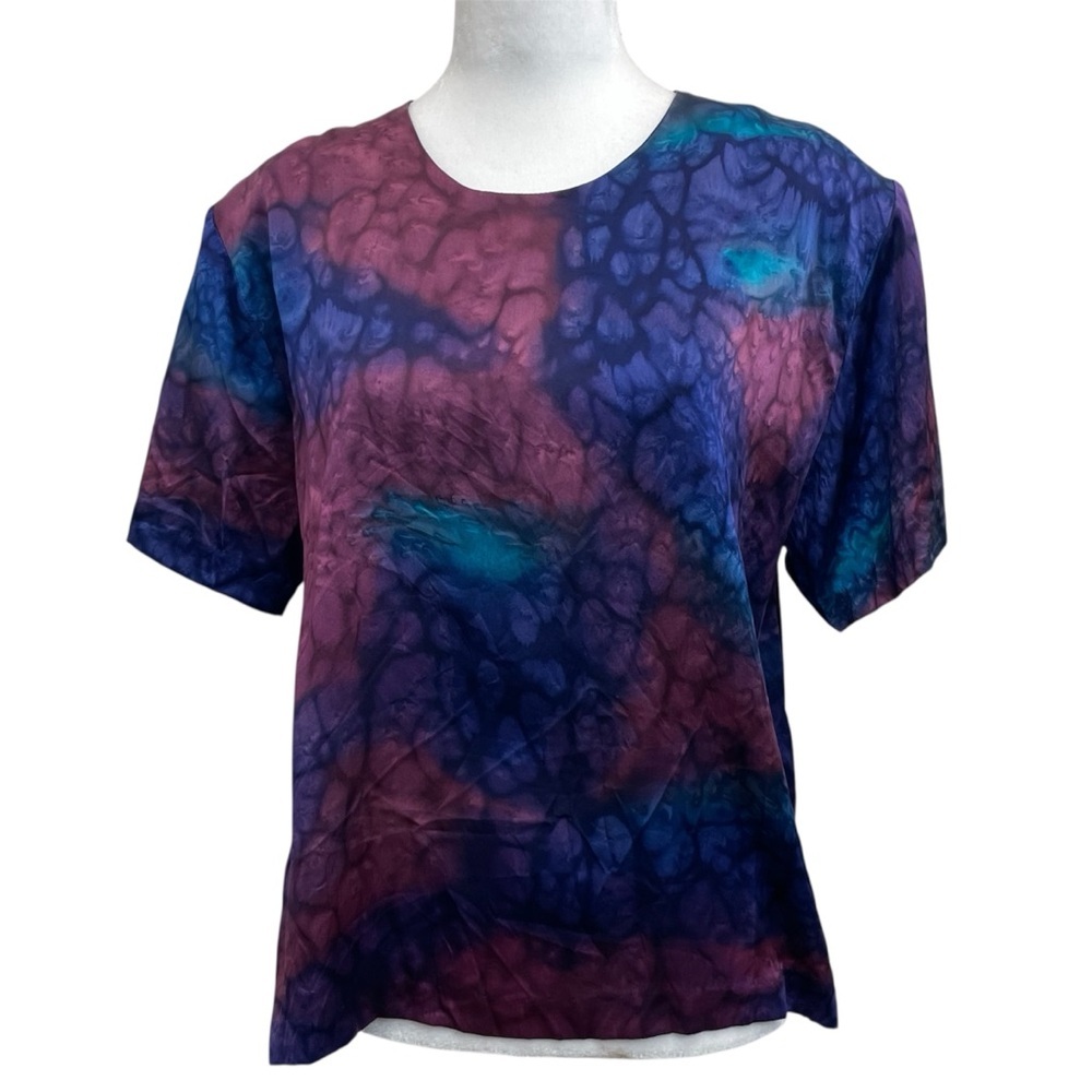 Sachiko Vintage Purple & Blue Tie Dye Silk Blouse